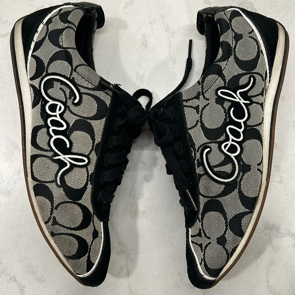 Coach Devin Black Signature Suede Canvas Embroidered Sneakers 8.5 - Picture 8 of 16